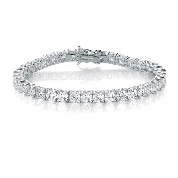 Set of 4 18K White Gold Plated Tennis Necklace - Picture 4 of 7